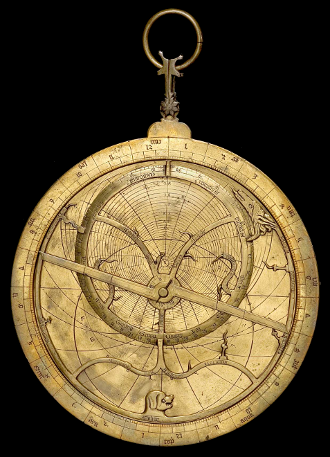 A brass medieval astrolabe