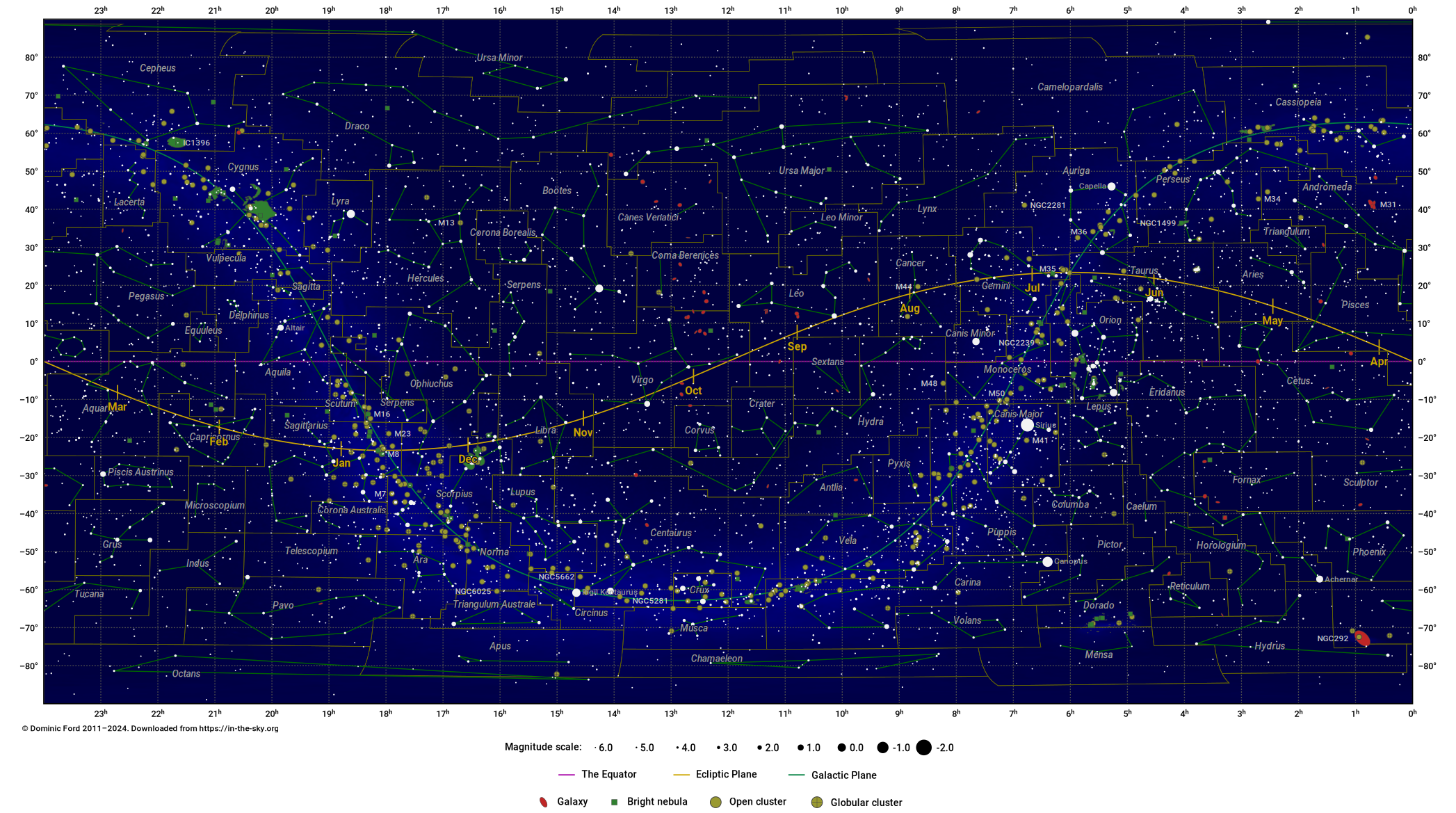 Current Night Sky Map Map Of The Constellations - In-The-Sky.org