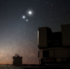 The Moon in conjunction with Venus and Jupiter, with the Very Large Telescope in the foreground. Image © Y. Beletsky, ESO, 2009.
