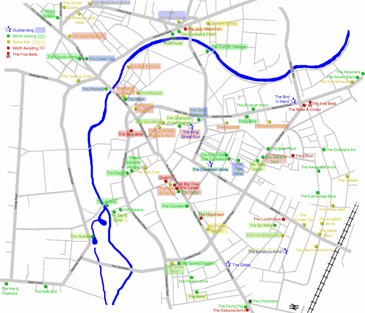 Pub map of Cambridge