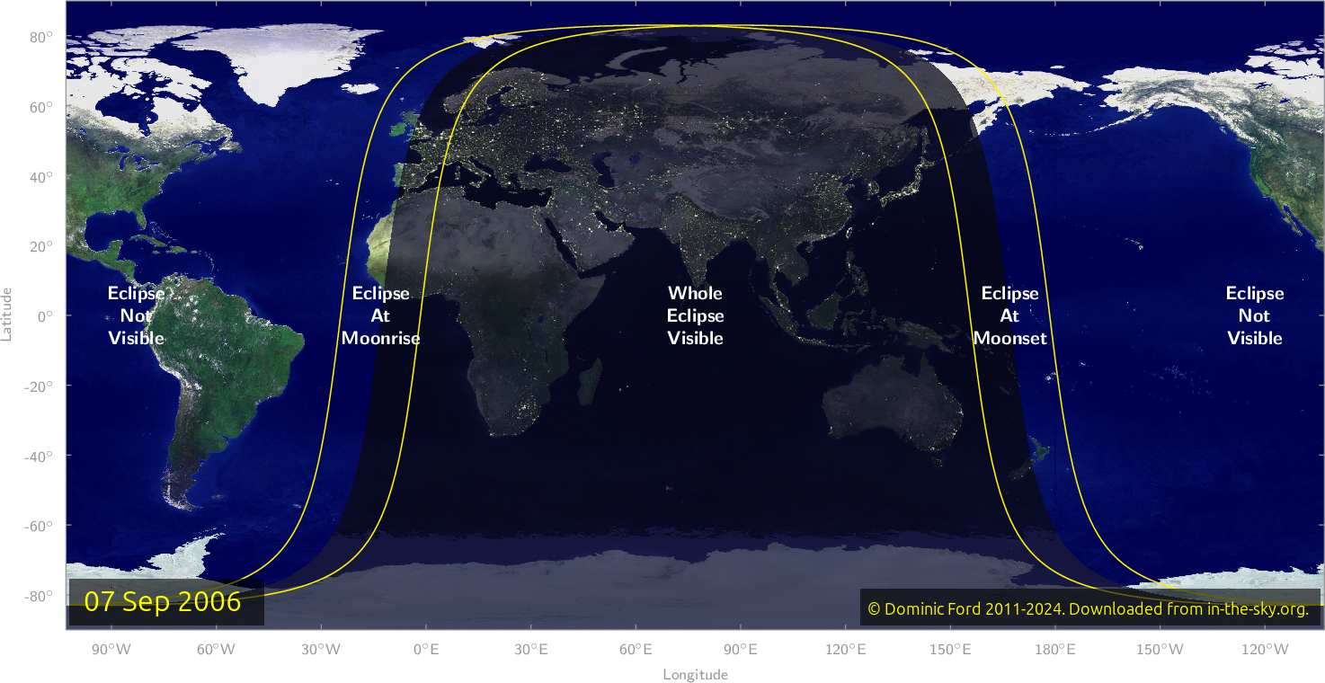 Map of where the eclipse of September 2006 will be visible.
