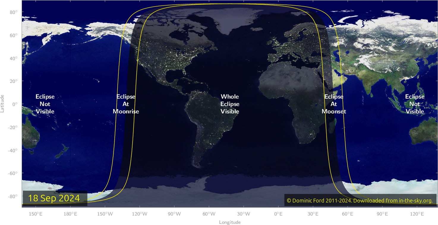 Map of where the eclipse of September 2024 will be visible.