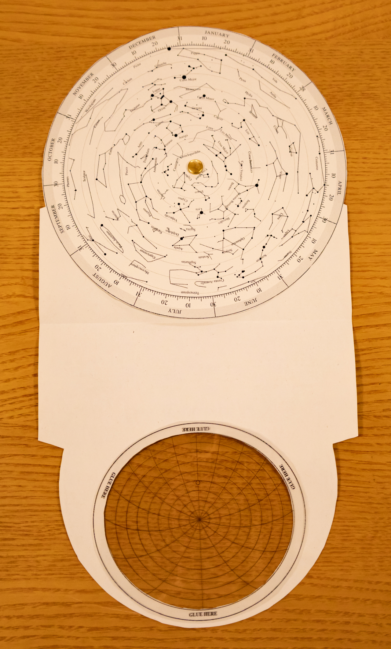 A cardboard planisphere
