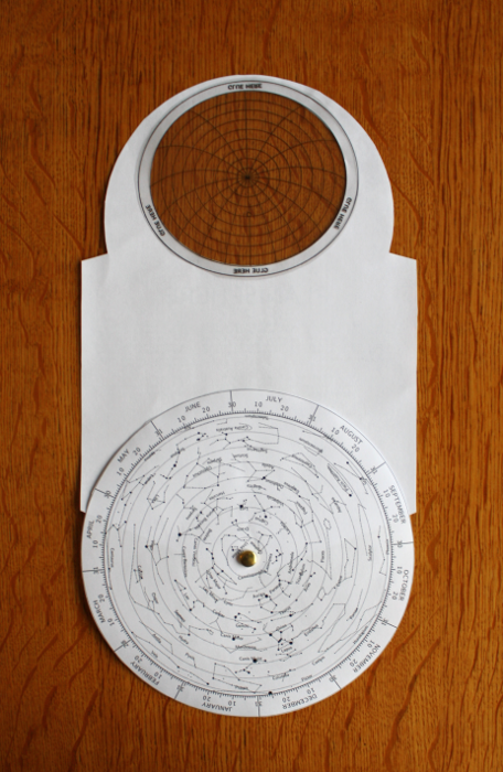 A cardboard planisphere