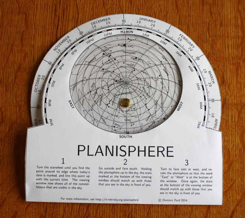 A cardboard planisphere